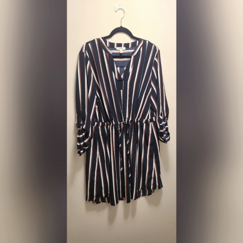 Striped cinched waist dress